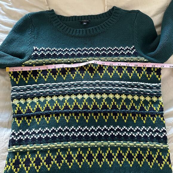 Talbots Petite Diamond Fair Isle Crewneck Sweater Medium - Picture 5 of 6